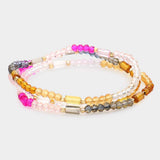 3PCS - Faceted Rectangle Beaded Stretch Bracelets - Madeline Love - Flyclothing LLC