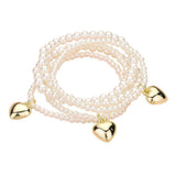 5PCS - Metal Heart Charm Pearl Beaded Stretch Multi Layered Bracelets - Madeline Love - Flyclothing LLC