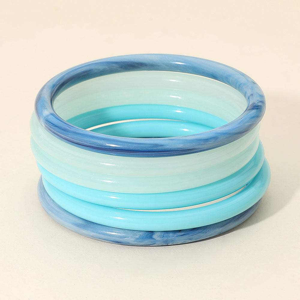 6PCS - Stackable Resin Bangle Multi Layered Bracelets - Madeline Love - Flyclothing LLC