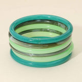 6PCS - Stackable Resin Bangle Multi Layered Bracelets - Madeline Love - Flyclothing LLC