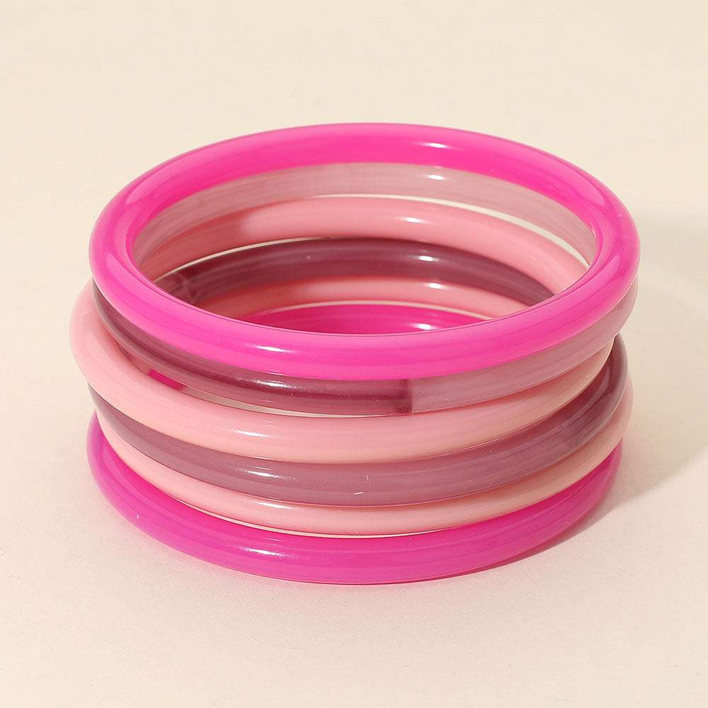 6PCS - Stackable Resin Bangle Multi Layered Bracelets - Madeline Love - Flyclothing LLC