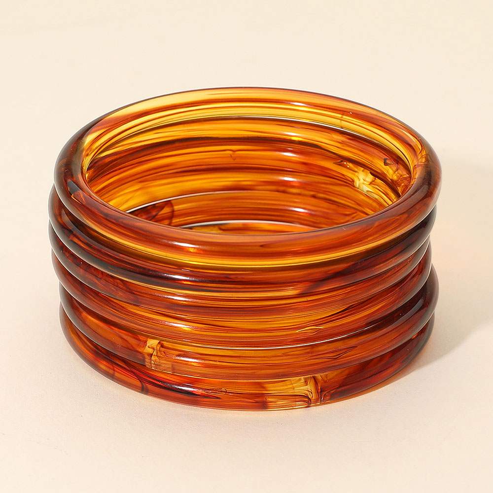 6PCS - Stackable Resin Bangle Multi Layered Bracelets - Madeline Love - Flyclothing LLC