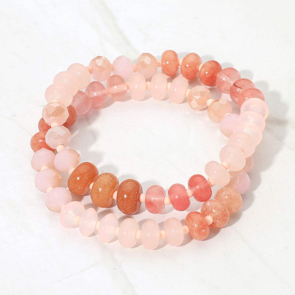 2PCS - Faceted Pebble Beaded Stretch Multi Layered Bracelets - Madeline Love - Flyclothing LLC