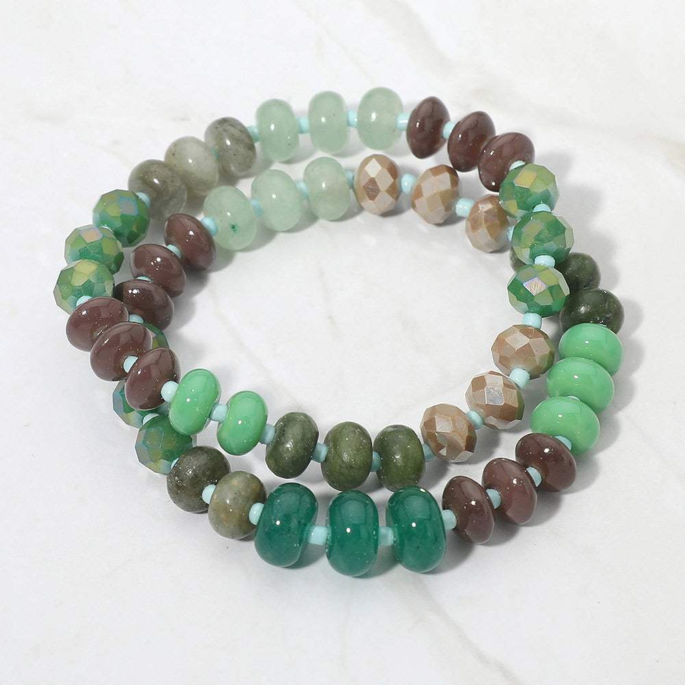 2PCS - Faceted Pebble Beaded Stretch Multi Layered Bracelets - Madeline Love - Flyclothing LLC