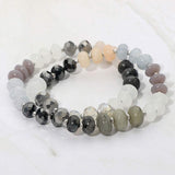 2PCS - Faceted Pebble Beaded Stretch Multi Layered Bracelets - Madeline Love - Flyclothing LLC