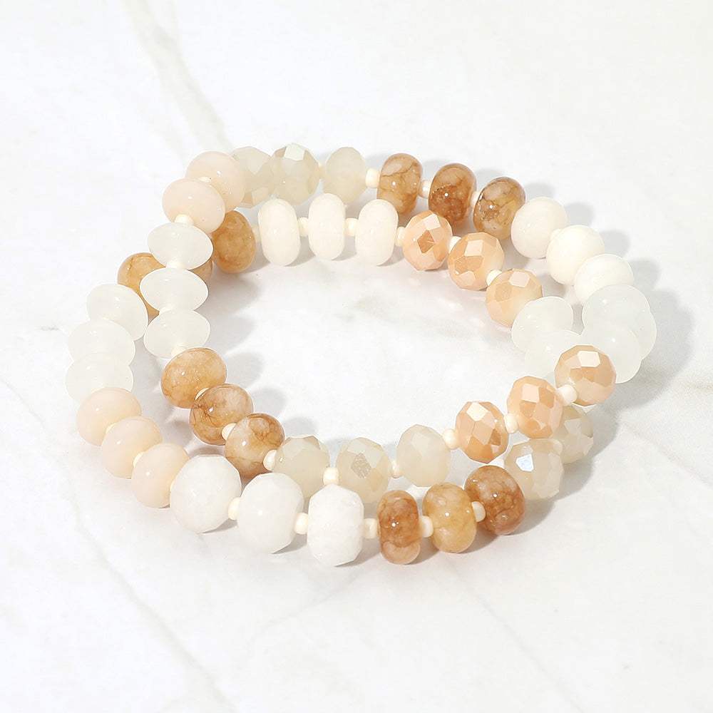2PCS - Faceted Pebble Beaded Stretch Multi Layered Bracelets - Madeline Love - Flyclothing LLC