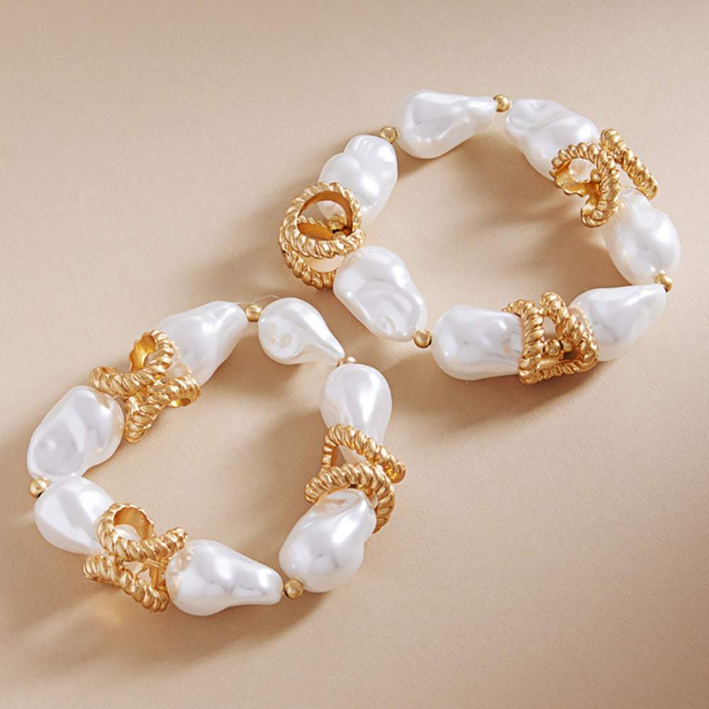 2PCS - Metal Rope Pearl Beaded Stretch Multi Layered Bracelets - Madeline Love - Flyclothing LLC