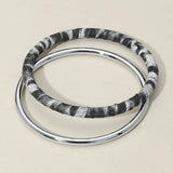 2PCS - Metal Leopard Fabric Covered Bangle Layered Bracelets - Madeline Love - Flyclothing LLC