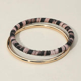 2PCS - Metal Leopard Fabric Covered Bangle Layered Bracelets - Madeline Love - Flyclothing LLC