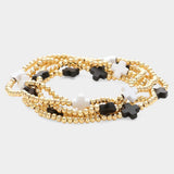 5PCS - Cross Pointed Metal Ball Beaded Stretch Multi Layered Bracelets - Madeline Love - Flyclothing LLC