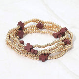 5PCS - Cross Pointed Metal Ball Beaded Stretch Multi Layered Bracelets - Madeline Love - Flyclothing LLC