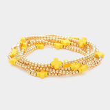 5PCS - Cross Pointed Metal Ball Beaded Stretch Multi Layered Bracelets - Madeline Love - Flyclothing LLC
