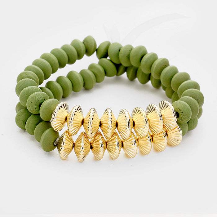 2PCS Wood Bead Stretchable Bracelets - Madeline Love - Flyclothing LLC