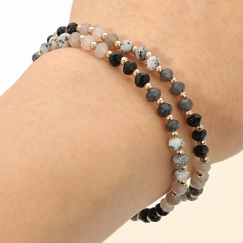 2PCS - Faceted Beaded Stretch Multi Layered Bracelets - Madeline Love - Flyclothing LLC