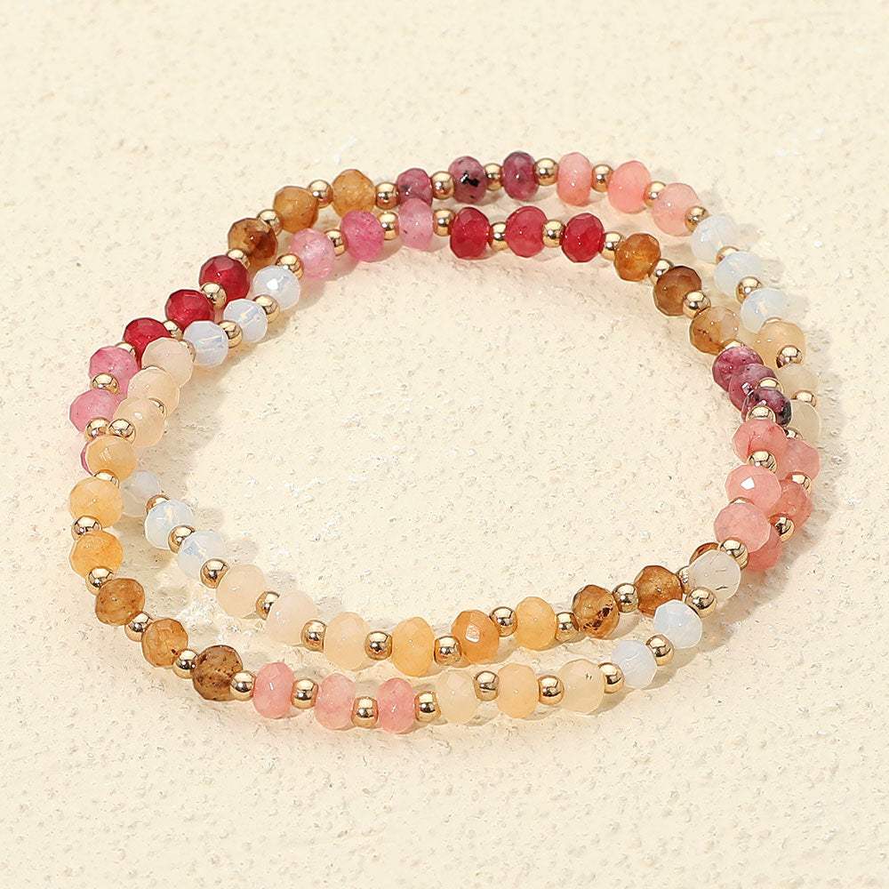 2PCS - Faceted Beaded Stretch Multi Layered Bracelets - Madeline Love - Flyclothing LLC