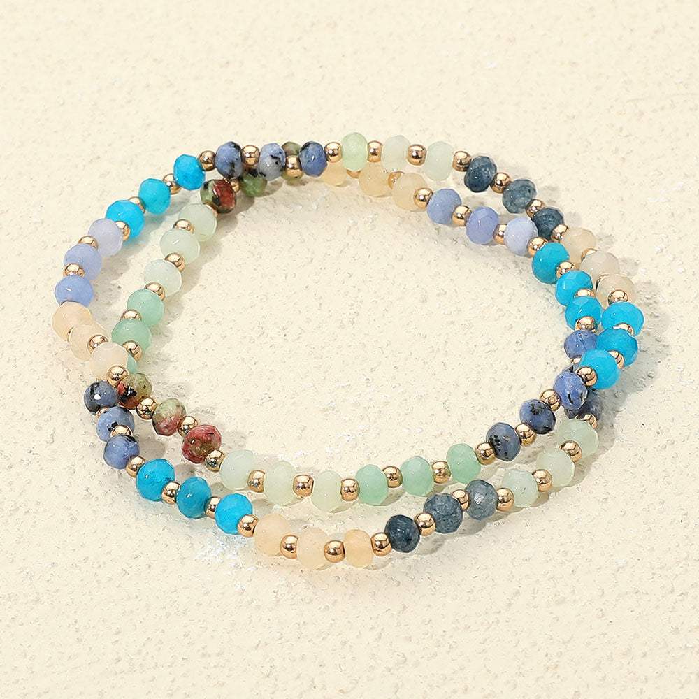 2PCS - Faceted Beaded Stretch Multi Layered Bracelets - Madeline Love - Flyclothing LLC