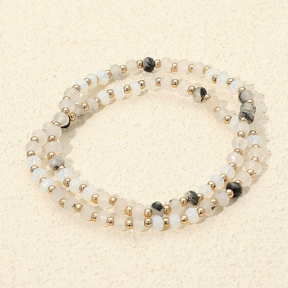2PCS - Faceted Beaded Stretch Multi Layered Bracelets - Madeline Love - Flyclothing LLC