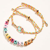 2PCS - PICKLEBALL Message Beaded Paddle Accent Adjustable Cinch Pull Tie Bracelets - Madeline Love - Flyclothing LLC