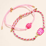 2PCS - LETS PLAY Pickleball Paddle Ball Accent Adjustable Cinch Pull Tie Bracelets - Madeline Love - Flyclothing LLC