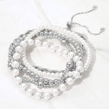 5PCS - Pearl Metal Beaded Twisted Chain Adjustable Stretch Multi Layered Bracelets - Madeline Love - Flyclothing LLC