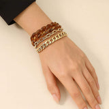 3PCS - Resin Metal Chain Link Multi Layered Bracelets - Madeline Love - Flyclothing LLC