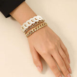 3PCS - Resin Metal Chain Link Multi Layered Bracelets - Madeline Love - Flyclothing LLC