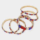 5Pcs Rectangle Round Stone Stretch Multi Layered Bracelets - Madeline Love - Flyclothing LLC