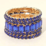 5PCS - Emerald Cut Round Stone Stretch Evening Bracelets - Madeline Love - Flyclothing LLC