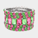 5Pcs Rectangle Round Stone Stretch Multi Layered Bracelets - Madeline Love - Flyclothing LLC