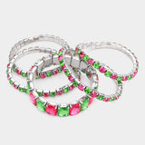 5Pcs Rectangle Round Stone Stretch Multi Layered Bracelets - Madeline Love - Flyclothing LLC