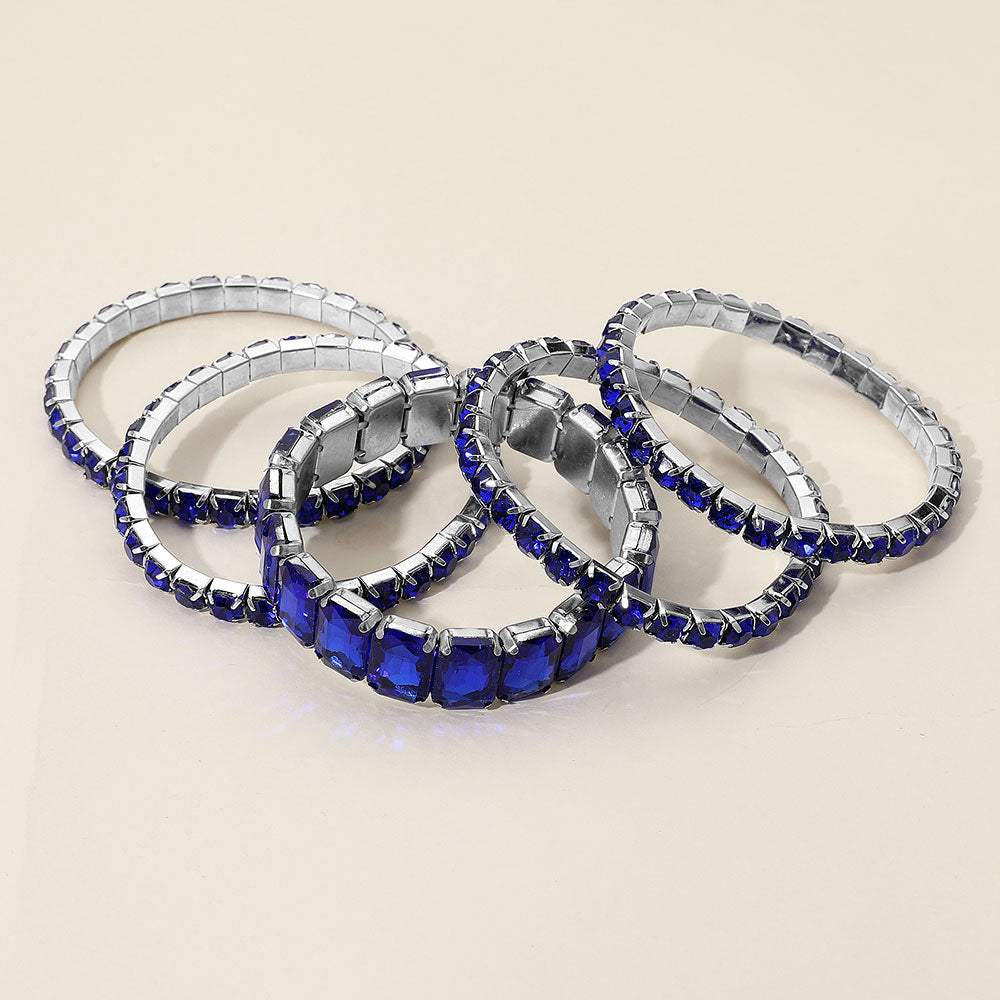 5Pcs Rectangle Round Stone Stretch Multi Layered Bracelets - Madeline Love - Flyclothing LLC
