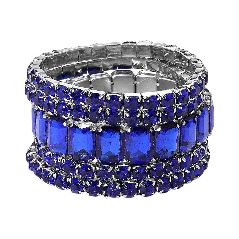 5Pcs Rectangle Round Stone Stretch Multi Layered Bracelets - Madeline Love - Flyclothing LLC
