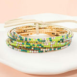 12PCS Ribbon Colorful Rhinestone Layered Stretch Bracelets - Madeline Love - Flyclothing LLC