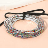12PCS Ribbon Colorful Rhinestone Layered Stretch Bracelets - Madeline Love - Flyclothing LLC