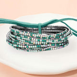 12PCS Ribbon Colorful Rhinestone Layered Stretch Bracelets - Madeline Love - Flyclothing LLC