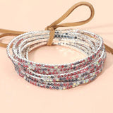 12PCS Ribbon Colorful Rhinestone Layered Stretch Bracelets - Madeline Love - Flyclothing LLC