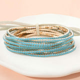 12PCS Ribbon Colorful Rhinestone Layered Stretch Bracelets - Madeline Love - Flyclothing LLC
