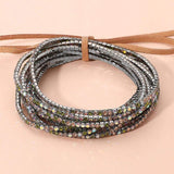 12PCS Ribbon Colorful Rhinestone Layered Stretch Bracelets - Madeline Love - Flyclothing LLC