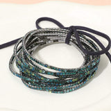 12PCS Ribbon Colorful Rhinestone Layered Stretch Bracelets - Madeline Love - Flyclothing LLC