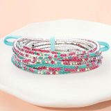 12PCS Ribbon Colorful Rhinestone Layered Stretch Bracelets - Madeline Love - Flyclothing LLC