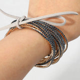 12PCS Ribbon Colorful Rhinestone Layered Stretch Bracelets - Madeline Love - Flyclothing LLC