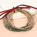12PCS Ribbon Colorful Rhinestone Layered Stretch Bracelets - Madeline Love - Flyclothing LLC