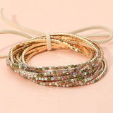 12PCS Ribbon Colorful Rhinestone Layered Stretch Bracelets - Madeline Love - Flyclothing LLC