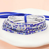12PCS Ribbon Colorful Rhinestone Layered Stretch Bracelets - Madeline Love - Flyclothing LLC