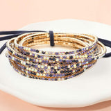 12PCS Ribbon Colorful Rhinestone Layered Stretch Bracelets - Madeline Love - Flyclothing LLC