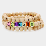 3PCS - COURAGE Wood Ball Layered Stretch Bracelets - Madeline Love - Flyclothing LLC