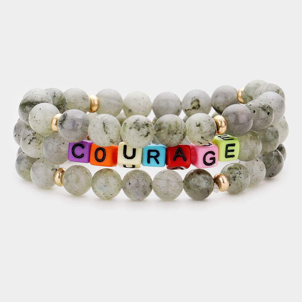 3PCS - Semi Precious Layered Stretch Bracelets - Madeline Love - Flyclothing LLC