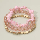 3PCS - Natural Stone Faceted Beaded Stretch Bracelets - Madeline Love - Flyclothing LLC
