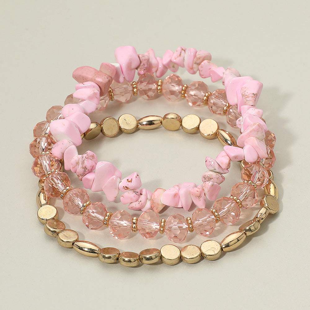 3PCS - Natural Stone Faceted Beaded Stretch Bracelets - Madeline Love - Flyclothing LLC