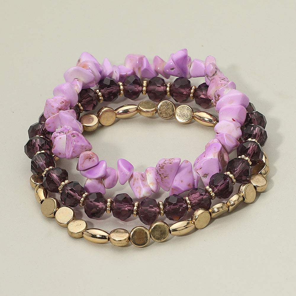 3PCS - Natural Stone Faceted Beaded Stretch Bracelets - Madeline Love - Flyclothing LLC